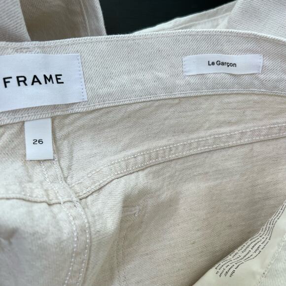 Frame Le Garcon Ankle Slim Straight Leg Jeans Au Natural Heather Cotton Linen 26 - Picture 9 of 11